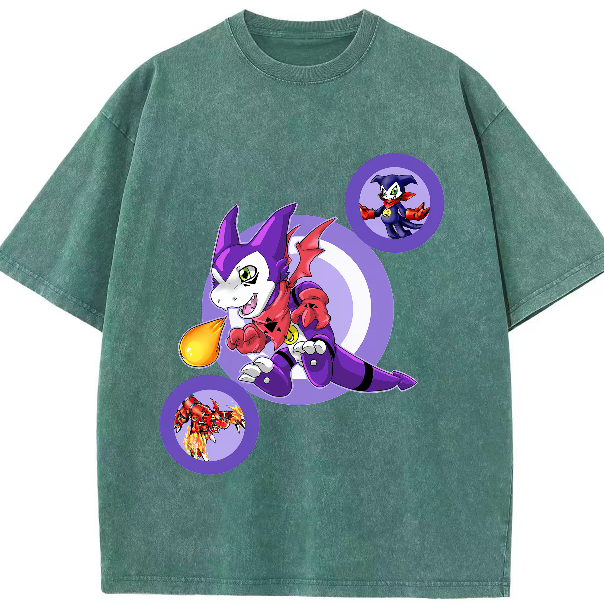 （画像用） Digimon デジタルモンスター/デジモン 綿100% ヴィンテージ風 半袖Tシャツ（フロントプリント）